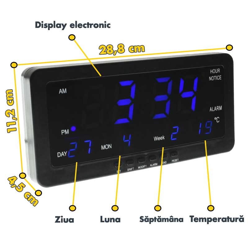 Ceas Digital cu Led Albastru si Alarma