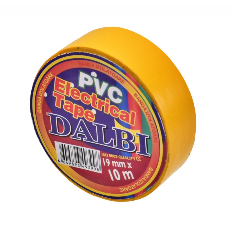 Set 10x Banda izolier Ignifuga, PVC, Latime 19mm, Lungime 10m per Rola, Galben