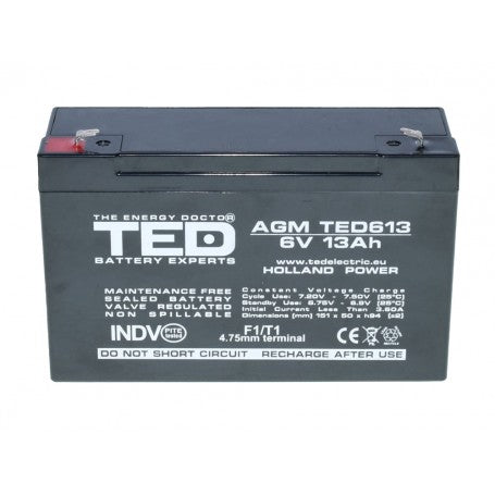 Acumulator Plumb-Acid 6V-13A TED
