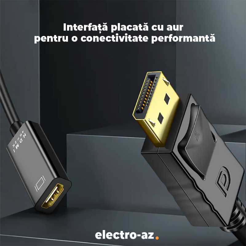 Adaptor Displayport Tata la HDMI Mama, 4K 30HZ - 25cm, ElectroAZ