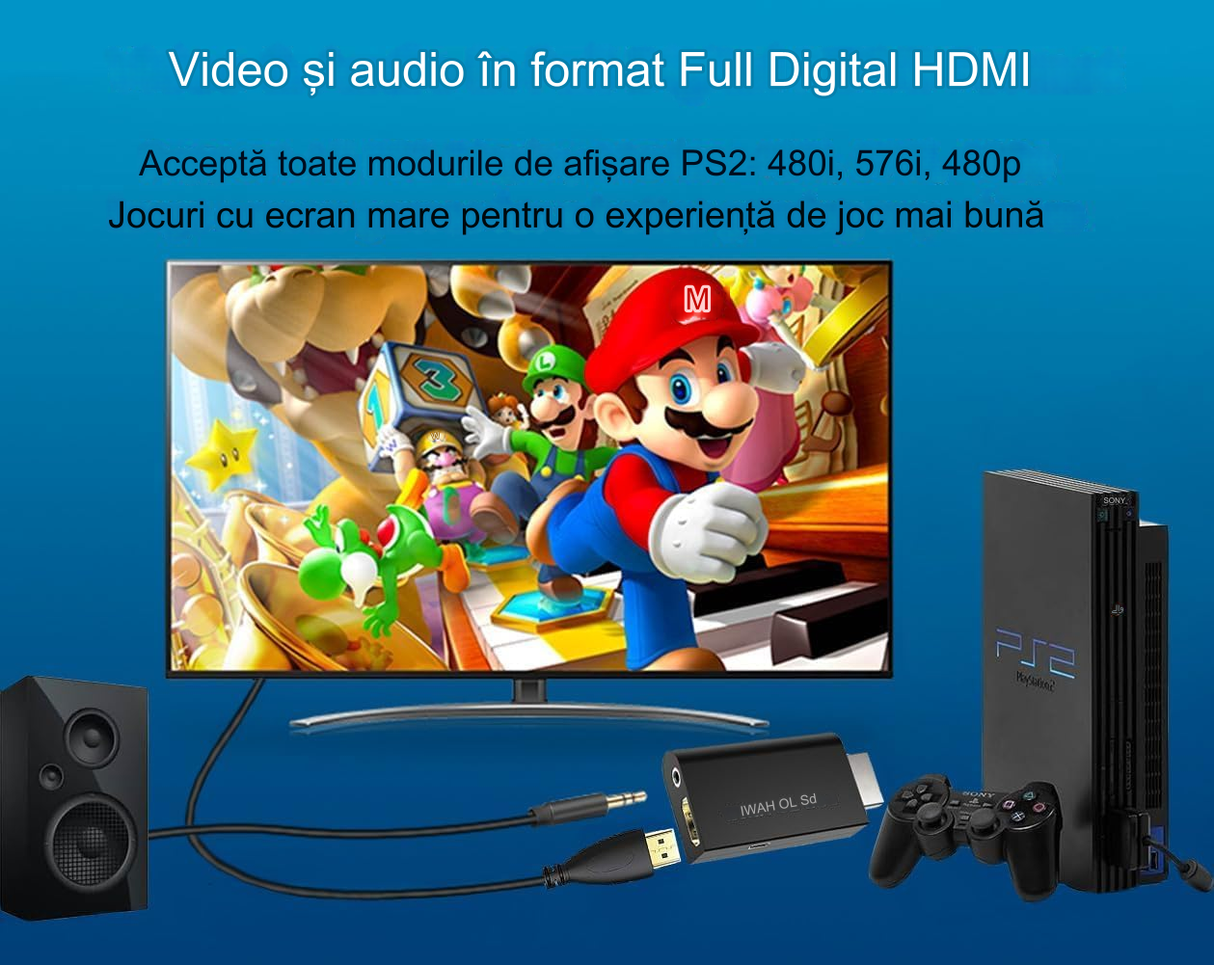 Convertor PS2 la HDMI cu Audio - ElectroAZ