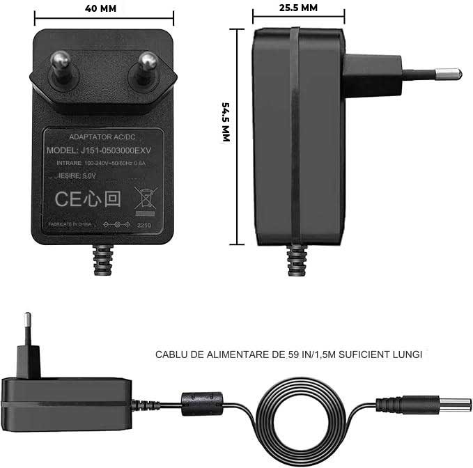 Alimentator AC/DC 5V 2A, 10W cu Mufa DC2.1 ElectroAZ - Alb