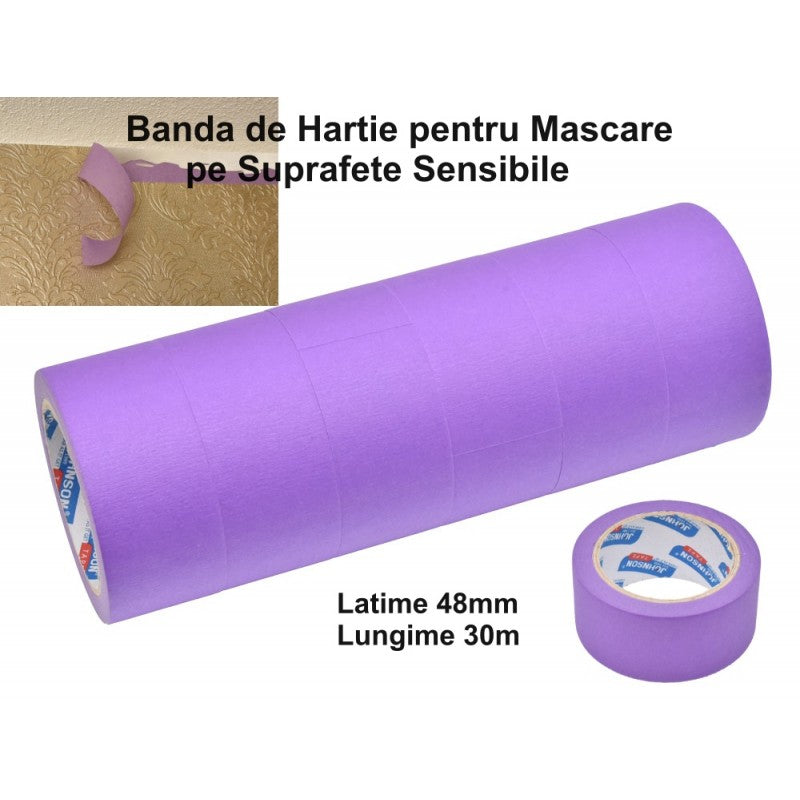 Banda de Hartie pentru Mascare 48mm*30M Mov / 6Buc/Set