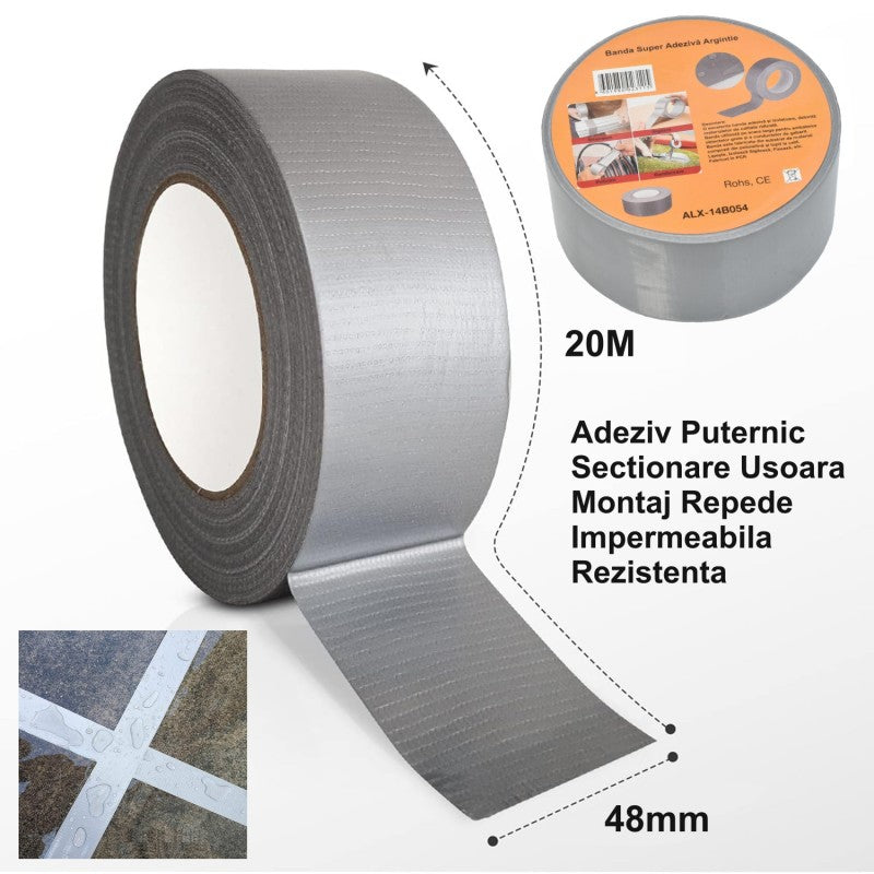 Banda Super Adeziva Argintie 48mm*20M
