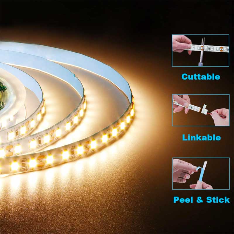 Banda LED SMD5050 - 120 LED/m, Iluminat Alb-Cald, Interior IP20 - Rola de 5 Metri, ElectroAZ