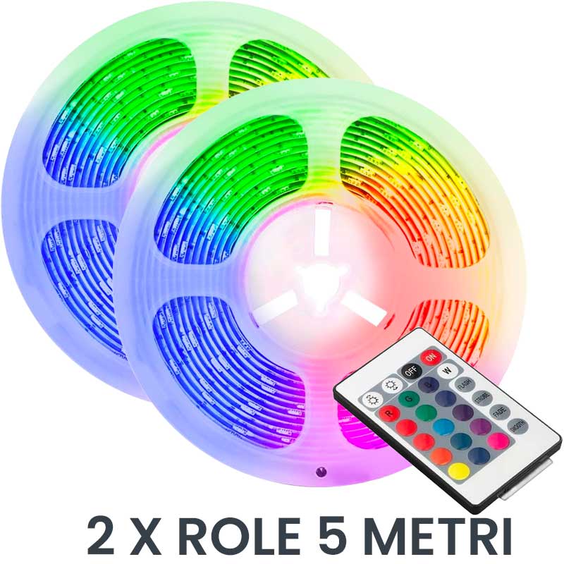 Banda LED RGB, Kit Complet Plug & Play, Lungime 10m, Accesorii incluse, ElectroAZ
