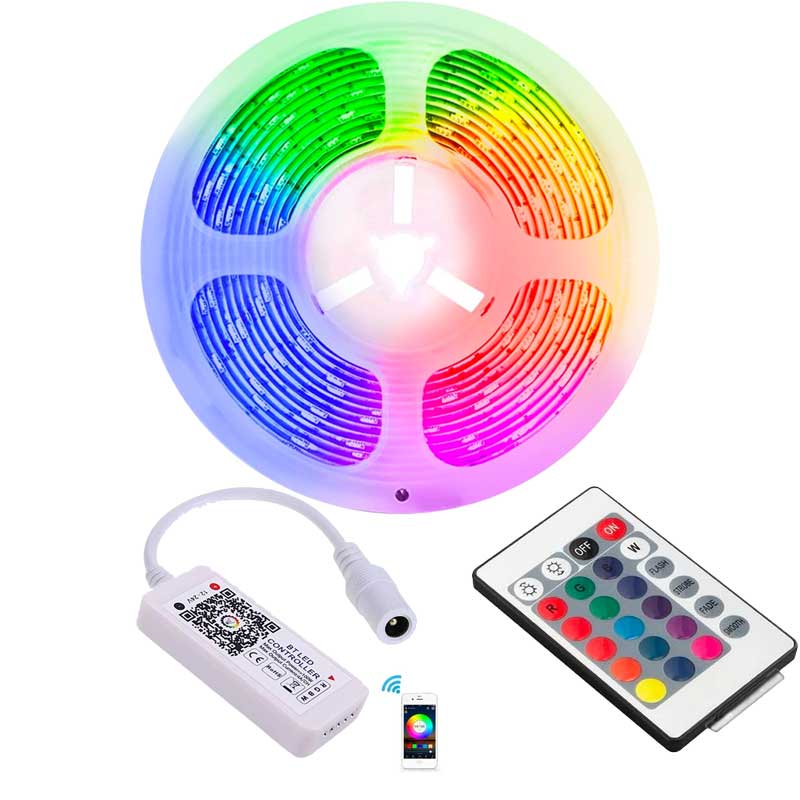 Kit Banda LED RGB cu Bluetooth si Telecomanda, Lungime 5m, ElectroAZ