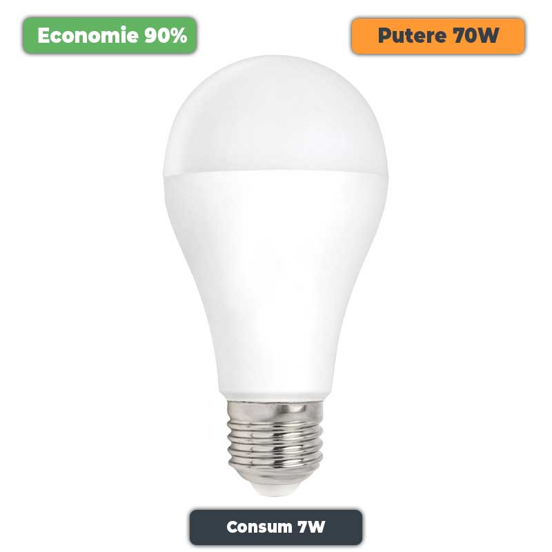 Bec Led A60, 7W, Soclu E27, Flux Luminos 90lm/w, ElectroAZ