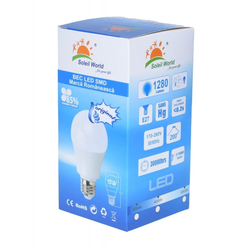 Bec Led, Dulie E27, 15W, Alb-Rece