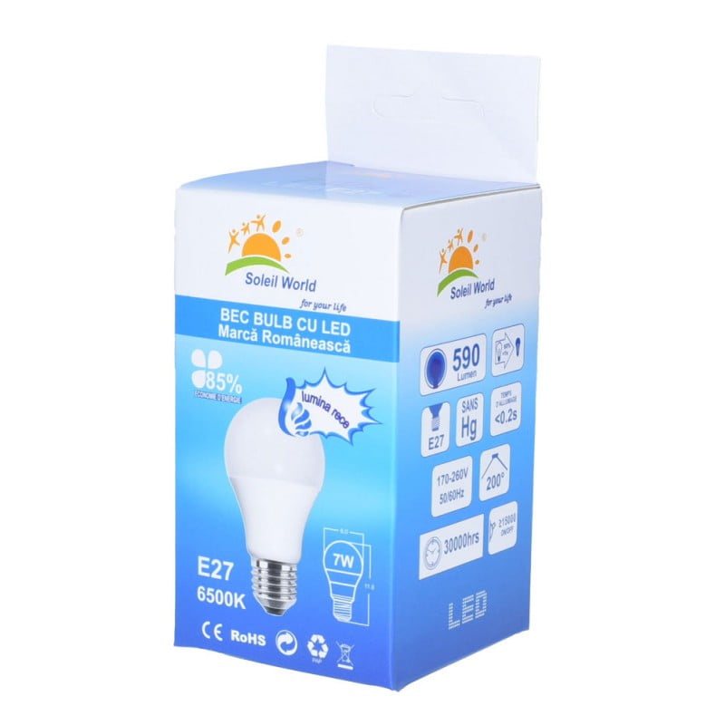 Bec Led, Dulie E27, 7W, Alb-Rece