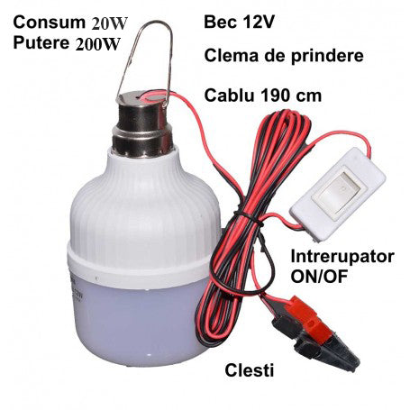 Bec cu LED 20W, Clesti + Intrerupator
