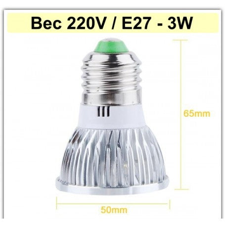 Bec cu LED, E27, Putere 3W, 220V