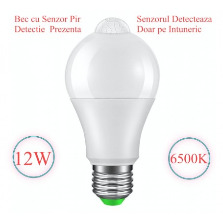 Bec cu LED, E27, Senzor de miscare, 12W