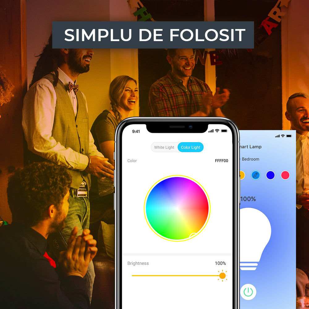 Bec inteligent LED, WiFi SMART, Multicolor, Smarthome, RGBW, 9W, 1000 lumeni, ElectroAZ