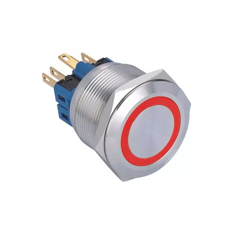 Buton Push 25mm cu Revenire 12-24V Led Rosu