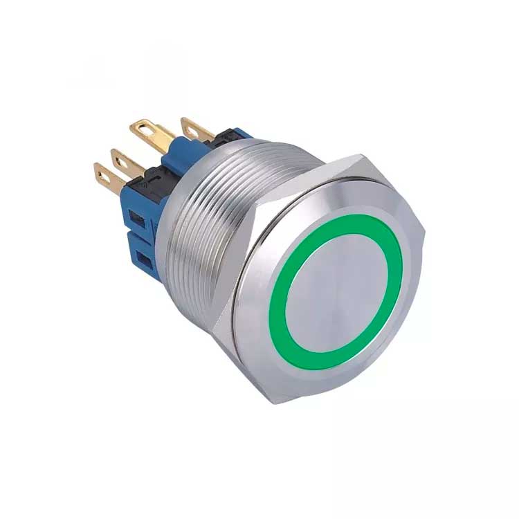 Buton Push 25mm cu Revenire 12-24V Led Verde