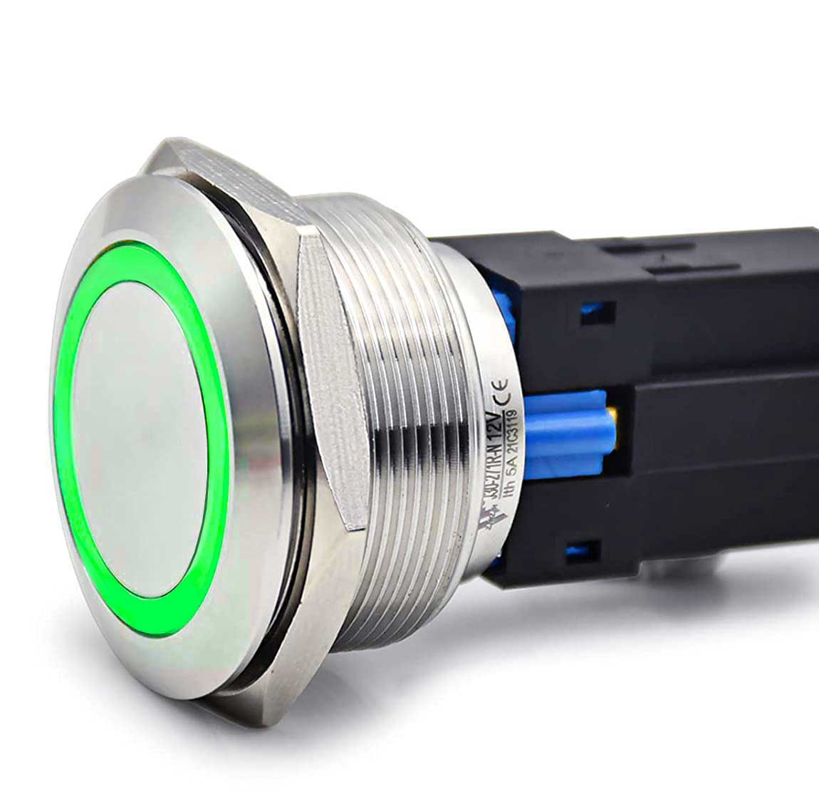 Buton Push 30mm cu Revenire 24V Led Verde