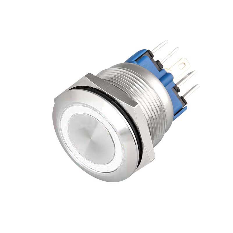 Buton Push 22mm cu Revenire, 12-24V, Led Alb, ElectroAZ