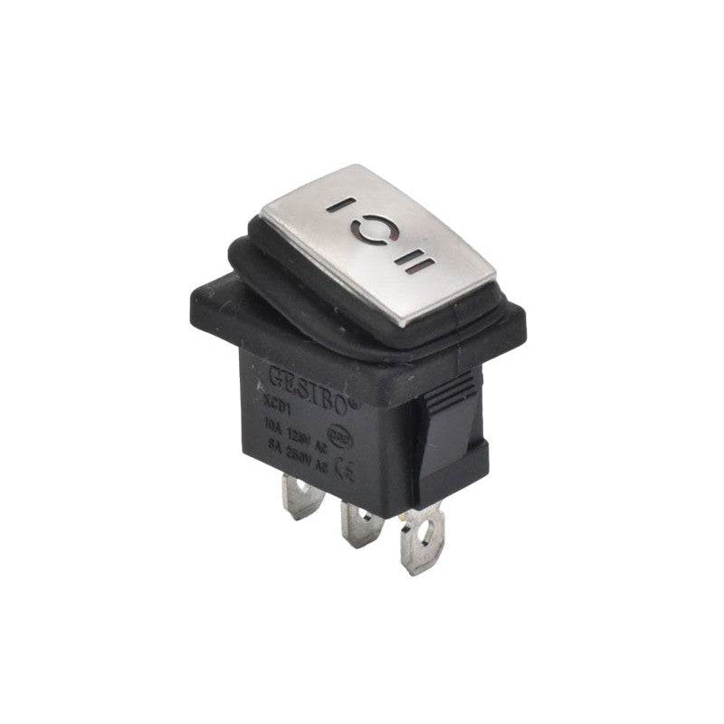 Buton cu Inox, Dreptunghiular, 6A, LED, 3 Pozitii, 23x17x30mm