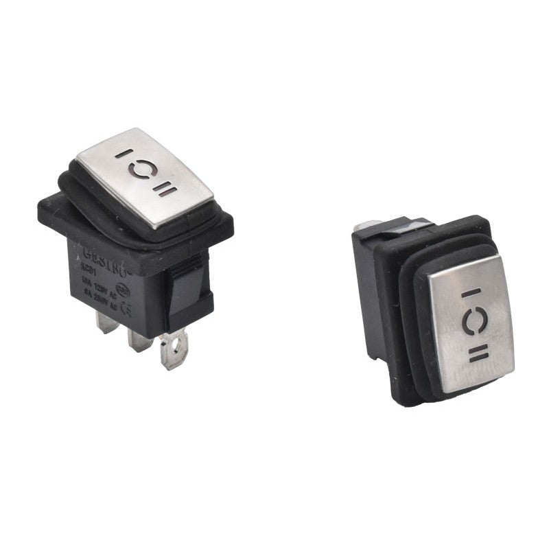 Buton cu Inox, Dreptunghiular, 6A, LED, 3 Pozitii, 23x17x30mm