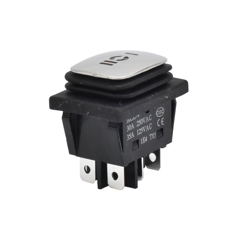 Buton cu Inox, Dreptunghiular, Lat, 30A, LED, 3 Pozitii, 34x28x39mm