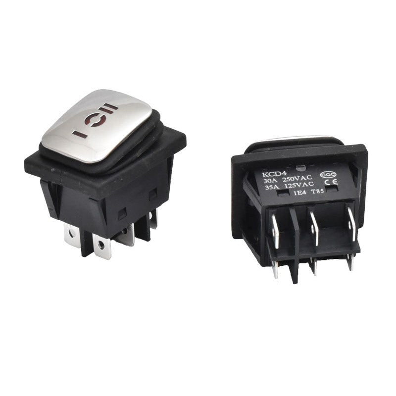 Buton cu Inox, Dreptunghiular, Lat, 30A, LED, 3 Pozitii, 34x28x39mm