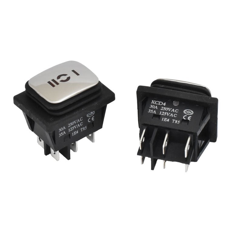 Buton cu Inox, Dreptunghiular, Lat, 30A, LED, 3 Pozitii, 34x28x39mm