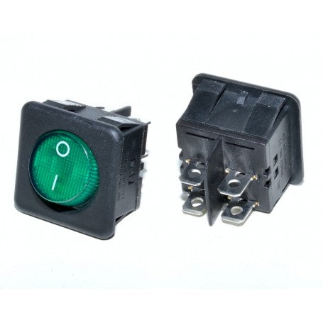 Buton patrat cu LED Verde 30X30X35mm