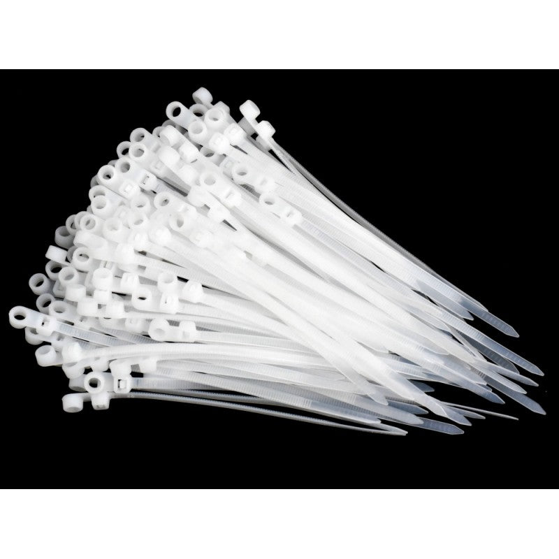 Colier de Plastic Alb 5 x 200mm, cu Cap Montabil - 100b/Set