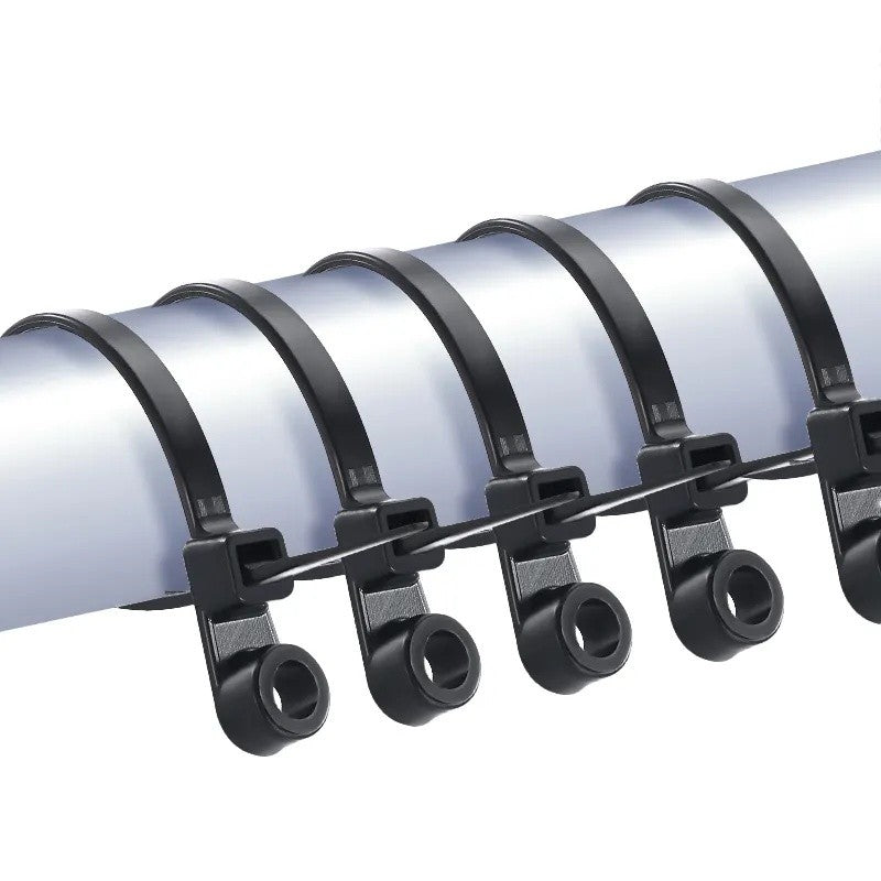 Colier de Plastic Negru 5 x 200mm, cu Cap Montabil - 100b/Set