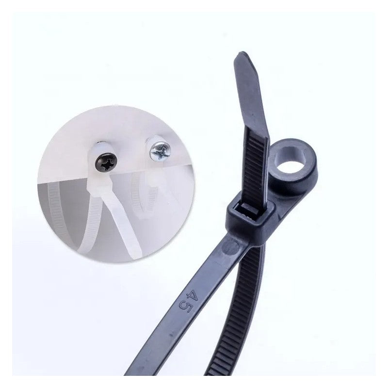 Colier de Plastic Negru 5 x 200mm, cu Cap Montabil - 100b/Set