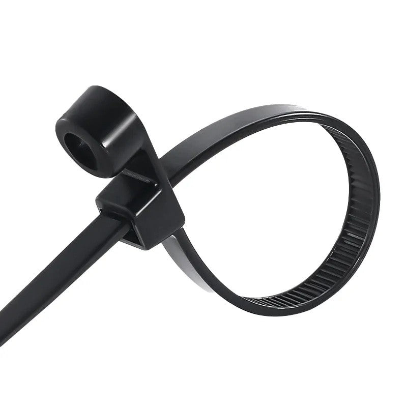 Colier de Plastic Negru 5 x 200mm, cu Cap Montabil - 100b/Set