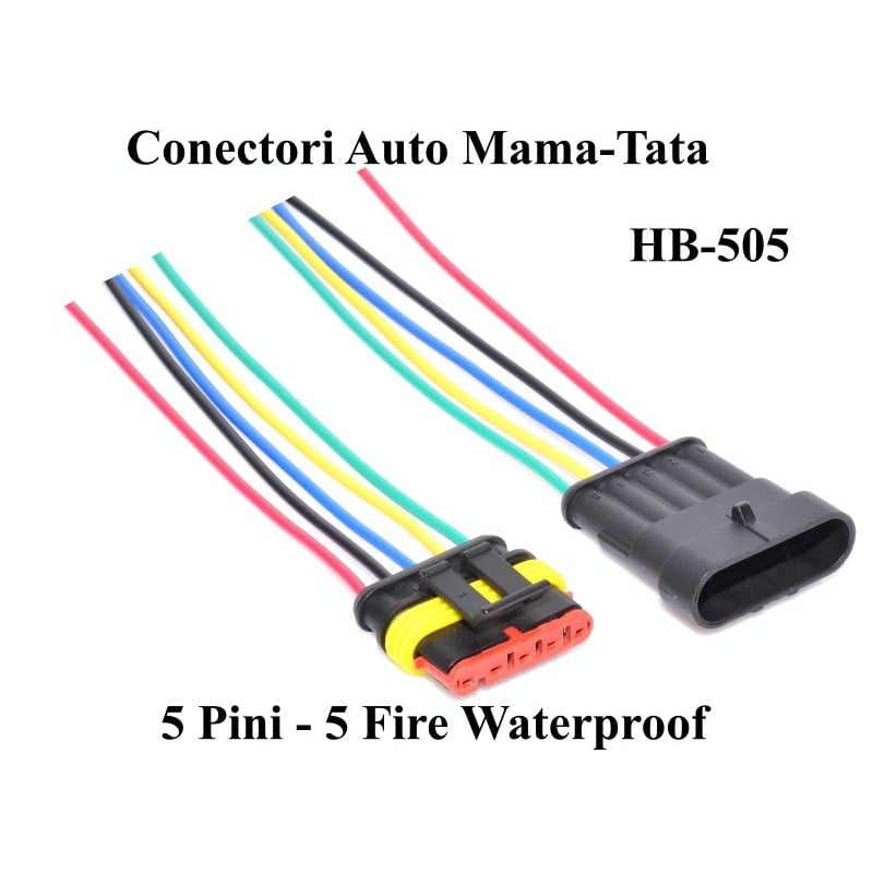 Conectori Auto cu 5 Fire Waterproof
