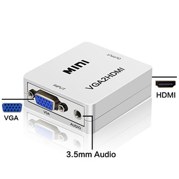 Adaptor Mini Convertor VGA La HDMI Full Hd 1080p Video Si Audio Stereo,Alb