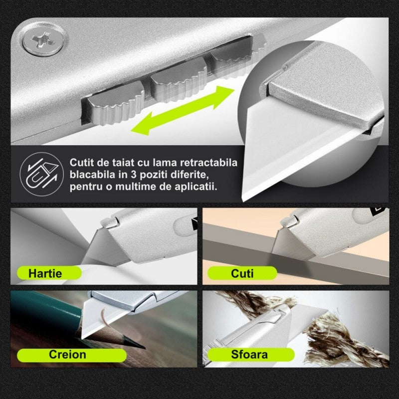 Cutter Profesional Metalic cu Lama Retractabila / 1703