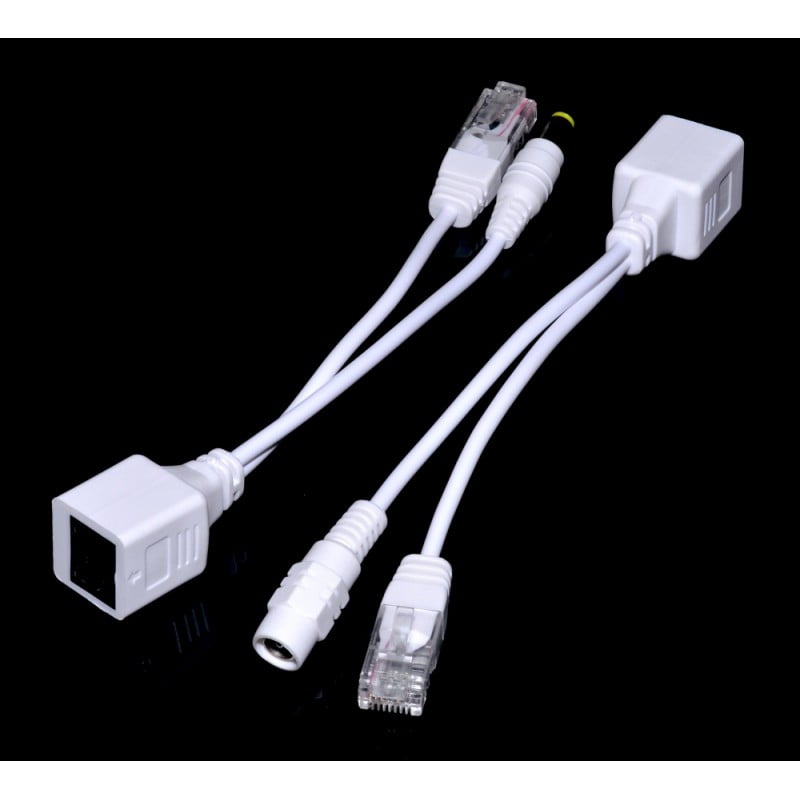 Cablu Pasiv Poe , Conector Utp + Alimentare, Alb