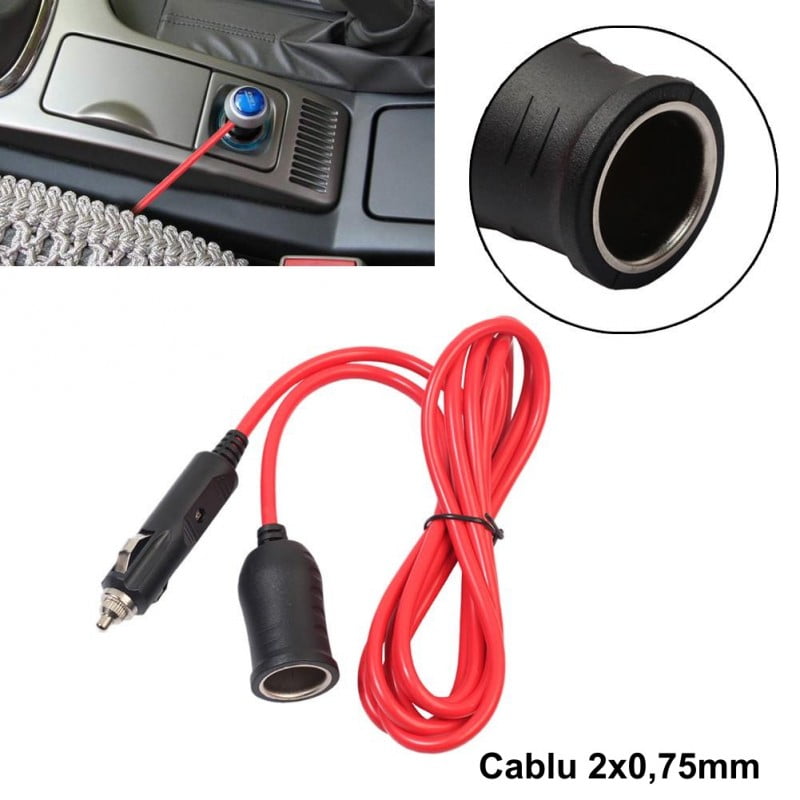 Cablu Prelungitor pentru Mufa tip Bricheta Auto, 3.6 metri, 12V/24V, 180W