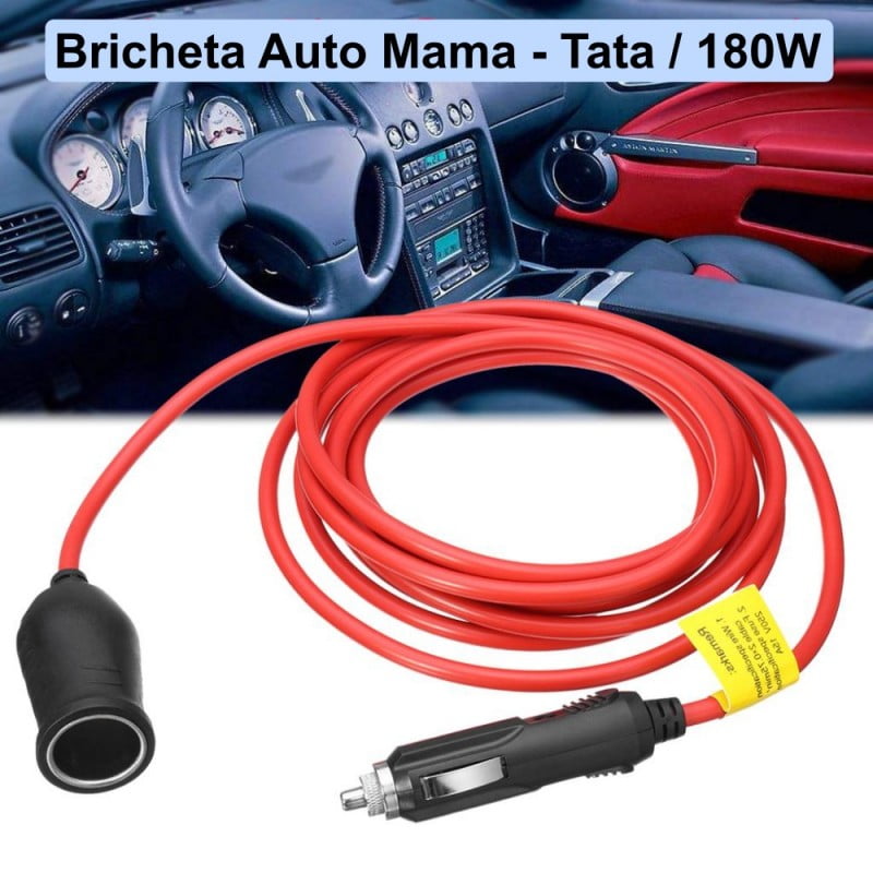 Cablu Prelungitor pentru Mufa tip Bricheta Auto, 3.6 metri, 12V/24V, 180W