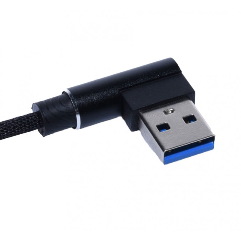 Cablu de Date USB – microUSB cu cot la 90, Negru, 1m