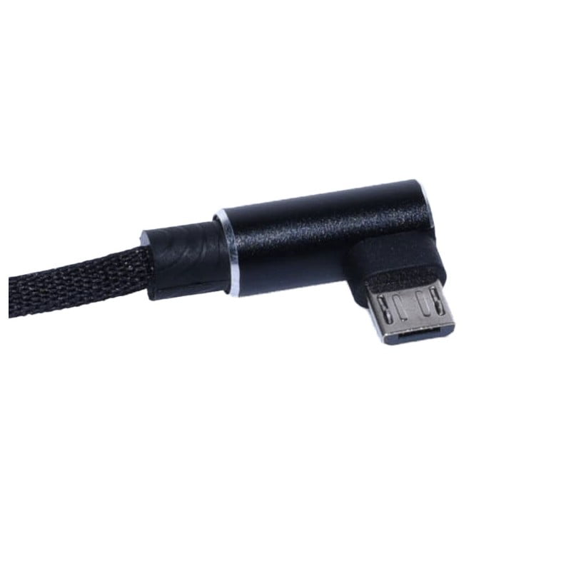Cablu de Date USB – microUSB cu cot la 90, Negru, 1m