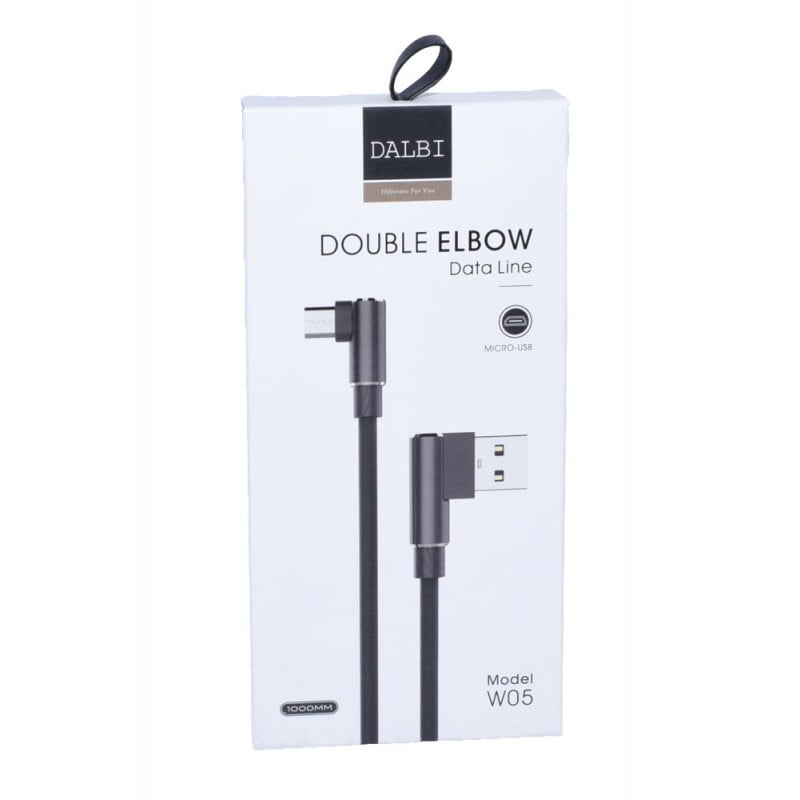 Cablu de Date USB – microUSB cu cot la 90, Negru, 1m