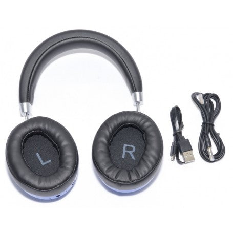 Casti Audio Fara Fir, Wireless, Dual Mode, Muzica si Convorbiri, Cablu inclus, Albastru/Negru