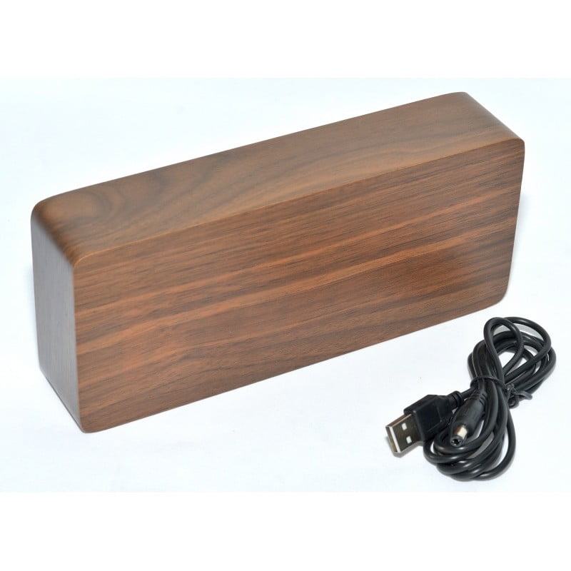 Ceas Digital Mare, Lemn Maro, LED Rosu