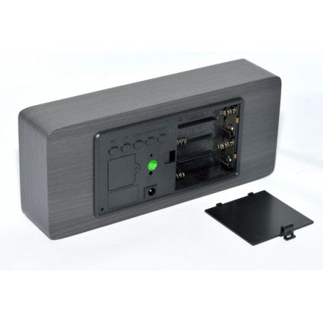 Ceas Digital Mare, Lemn Negru, LED Rosu