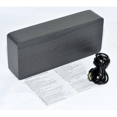 Ceas Digital Mare, Lemn Negru, LED Rosu