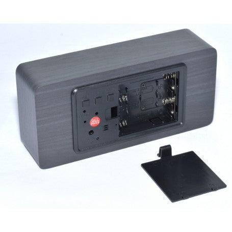 Ceas Digital din Lemn Negru, Led Verde