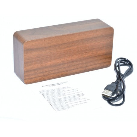 Ceas Digital din Lemn cu Led Rosu 1299