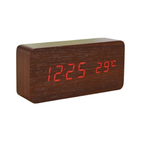 Ceas Digital din Lemn cu Led Rosu 1299
