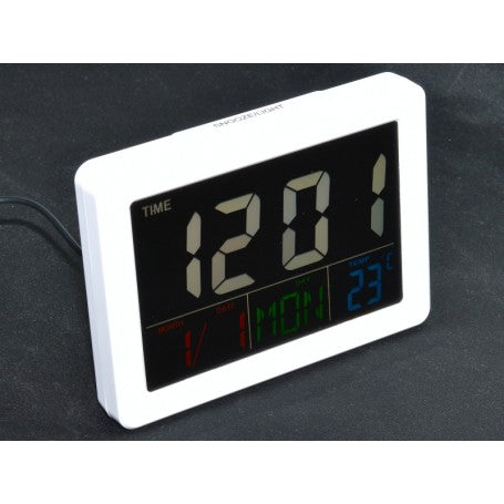 Ceas Electronic LCD Alb, Alarma si Data