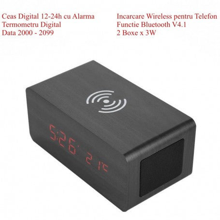 Ceas LED cu Incarcare Wireless, BT V4.1